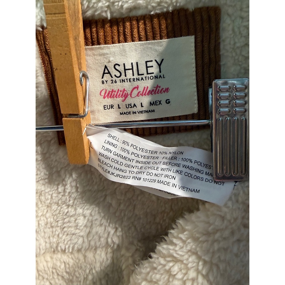 Ashley By 26 International Camel Corduroy Sherpa Utility Jacket Brown Large - Picture 7 of 8